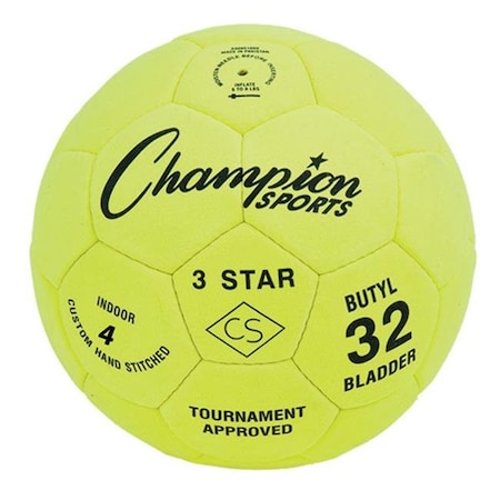 Champion Sports Champion Sports 3STAR4 3 Star Soccer Ball; Yellow & Black - Size 4 3STAR4